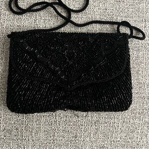 Elegant Black Beaded Clutch